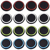 LONG7INES 16Pcs Wireless Controllers Silicone Thumb Grip Stick Cover, Game Remote Joystick Cap for PS4 Dualshock 4/ PS3 Dualshock 3/ PS2 Dualshock/Xbox One/Xbox 360, Black/Blue, Red, White, Green