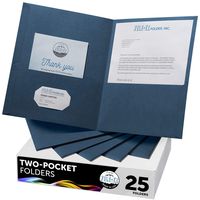 FILE-EZ Two-Pocket Folders, Dark Blue, 25-Pack, Textured Paper, Letter Size (EZ-32523)