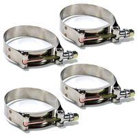 Squirrelly 3" Inch Heavy Duty Stainless Steel with Rounded Band Edges T-Bolt Soft Hose Clamp Silicone Turbo Intercooler Pack of 4