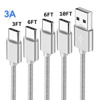 Charger Charging Cord for LG G7 G8 V50 Thinq G5 G6 Plus, Q7/Q7 Plus, Asus Zenfone V/V Live/5/4/5Z/AR, 3 Ze520kl/Ultra/Deluxe/Zoom, 4 Pack 3ft 6ft 10ft Long Fast Charge Data USB Type C Power Cable/Wire