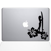 The Decal Guru Surfer Girl Decal Vinyl Sticker, 13" MacBook Air, Black (1454-MAC-13A-BLA)