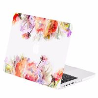 TOP CASE - Floral Reflection Pattern Rubberized Hard Case Compatible MacBook Pro 15" with Retina Display (Release 2012-2015) Model: A1398 - Red Flowers Reflection