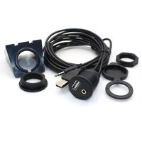 USB Mount Cable - Rerii 2M 6 Feet USB and 3.5mm Aux Extention Mount, Flush, Dash, Panel Mount Cable for Car, Boat, Motorcycle