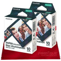 Fujifilm Instax Square Star-Illumination Film - 20 Exposures - Compatible Instax Square SQ6, SQ10 and SQ20 Instant Cameras + FiberTique Cleaning Cloth