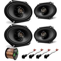2 Pair Car Speaker Combo of 4X Kenwood KFCC6866S 6x8 250 Watt 2-Way Stereo Coaxial Speaker Bundle with 2X Metra 72-5600 Speaker Connector for Ford Vehicles + Enrock 50ft 16g Speaker Wire