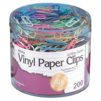Charles Leonard Vinyl Coated Paper Clips, Jumbo Size, Assorted Colors, 200/Box (85050)
