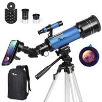 TELMU Telescope 70mm Aperture Refracting Telescope Adjustable(17.7In-35.4In) Portable Travel Telescopes for Astronomy with Backpack, Phone Adapter for Any Model