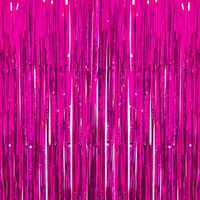 Deruicc Hot Pink Foil Curtains 3ft x 8ft Tinsel Fringe Curtains Shimmer Curtain Birthday Wedding Party Christmas Photo Booth Backdrop Decorations