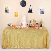 GFCC Rectangle Gold Sequin Tablecloth 60x120 inch Sparkle Party Wedding Christams Banquet Table Cloth Glitter Cake Table Cover Linen