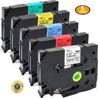 NEOUZA 5 Packs Compatible for Brother P-Touch TZ TZe Label Tape TZe231 TZe431 TZe531 TZe631 TZe731 12mm x 8m 1/2 Inch x 26.2 Feet (Set of Black Print on 5 Colors)