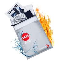 Fireproof Document Bag 15"x 11" Safe Waterproof Bag, Double Layers Fireproof Safe Storage Pouch for Money, Documents, Jewelry and Passport