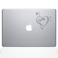 The Decal Guru 1947-MAC-13X-S Music Heart Decal Vinyl Sticker, Silver, 13" MacBook Pro (2016 & Newer)