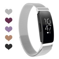 Fundro Metal Bands Compatible with Fitbit Inspire HR and Inspire, Stainless Steel Metal Mesh Bracelet Strap Replacement Wristband for Inspire & Inspire HR Men Women (Silver, Large)