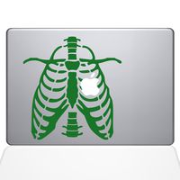 The Decal Guru Ribcage Apple Heart MacBook Decal Vinyl Sticker - 11" MacBook Air - Green (0223-MAC-11A-LG)