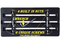 Trunknets Inc Universal Front Bumper License Plate Bracket + 6 Unique Screws and Wrench Kit