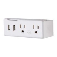 GE Power Station Tap, 2 USB and 2 AC Outlets 2.1A  Horizontal, White, 35805