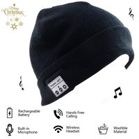 Bluetooth Hat Bluetooth Beanie Smart Hat Built-in Stereo Speaker Mic Wireless Headphones Beanie Sync Call Music for All Smart Phones Gift Men Women Boys Girls (Black)