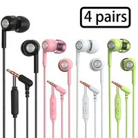 S32 Earphones Headphones, Powerful Bass Driven Sound, 12mm Large Drivers, Ergonomic Design with Remote Control and Microphone (Black+White+Pink+Green 4pairs)