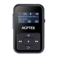 AGPTEK A12 8GB Portable Clip Mp3 Player with FM Radio|30 Hours Playback|Independent Volume Control, Black
