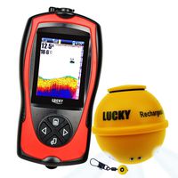Lucky Wireless Fish Finder Fish Attractive Light Lamp & Color LCD, Portable Rechargeable Fishfinder Locator, 45M Depth 60M Sonar Sensor Transducer Range Boats Kayak Ice Night Fishing