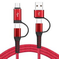 60W 5A 4 in1 USB Type C to USB C Cable 6ft, CABEPOW 2Pack 6Feet Micro USB Cable, Type C Nylon Braided Fast Charging Cord for Samsung Galaxy Note 8 S8 S9, Google Pixel,Nexus, Matebook,MacBook,iPad Pro