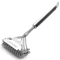 RENOOK Safe Grill Brush Bristle-Free Stainless- Steel Handle with Effective Scraper. Stainless -Steel Grill Cleaner for Weber Gas/Charcoal Porcelain/Ceramic/Steel etc-18 Inches.