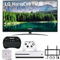 LG 65SM8600 65" 4K HDR Smart LED NanoCell TV w/AI ThinQ 2019 Model (LG65SM8600PUA 65SM8600PUA 65SM8600P) with Xbox One S 1TB, Wireless Backlit Keyboard, Flat Wall Mount Kit & SurgePro 6-Outlet Sur