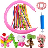 HoveBeaty Latex Twisting Balloons, 260Q Animal Magic Long Balloons Assorted Color with Pump for Animal Shape Party, Clowns, Wedding Decoration Party Supplies (100 Pack)