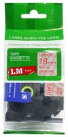 LM Tapes - Premium 3/4" (18mm) Red on Clear Compatible TZe P-touch Tape for Brother PT-E500, PTE500 Label Maker with FREE Tape Guide Included