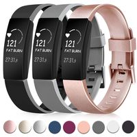 Tobfit Pack 3 TPU Bands Compatible with Fitbit Inspire HR/Fitbit Inspire/Fitbit Ace 2 Bands, Sports Accessories Waterproof Wristbands Women Men, Large, Black/Rose Gold/Gray