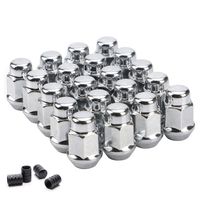 Flycle 20PCS 1.4 inch Chrome 1/2-20 Closed End Bulge Acorn Lug Nuts - Cone Seat - 19mm Hex Wheel Lug Nut for American Motors Cadillac Chevrolet Chrysler Dodge Ford GMC Jeep Lincoln