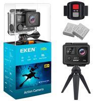 EKEN H6s Ultra HD Action Camera 4K+ 14MP with EIS 100ft Underwater Waterproof Cam Remote Sports Camcorder Panasonic Sensor 170 Angle Lens with 2 Batteries Accessories Kit and Tripod