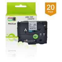 NineLeaf 20PK Extra Strength Laminated TZe TZ Label Tape Compatible for Brother TZe-S241 TZ-S241 TZS241 TZeS241 Black on White (3/4" x 26.2' 18mm x 8m) use for P-Touch PT-D400 PT-D600 Printer