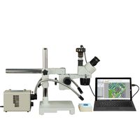 Trinocular 5X-10X-15X-20X-30X-60X 9MP USB Stereo Boom Stand Microscope + 20W LED Gooseneck Light