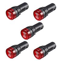 uxcell Pilot Light AC/DC 12V Panel Indicator Flashing Alarm with Buzzer, Red LED, 5Pcs