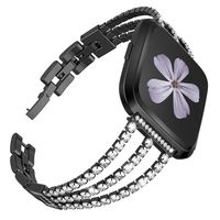 TOYOUTHS Dressy Bracelet Compatible with Fitbit Versa/Versa 2/Versa Lite & Special Edition Bands for Women Stainless Steel Metal Replacement Wristbands Diamond Strap Bangle Accessories Classic Black