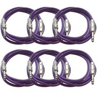 Seismic Audio SATRX-6Purple6  6 Pack of Purple 6' 1/4"TRS to 1/4" TRS Patch Cables