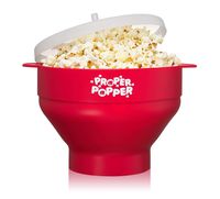 The Original Proper Popper Microwave Popcorn Popper, Silicone Popcorn Maker, Collapsible Bowl BPA Free & Dishwasher Safe - (Red)