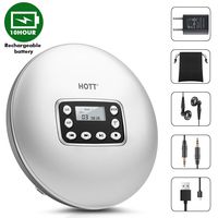 CD Player Portable,HOTT Latest Rechargeable Compact Walkman Personal CD Player with AUX Cable Headphone Electronic Skip Protection Anti-Shock Function for Kids/Adults with 10 Hours Playtimes(Silver)