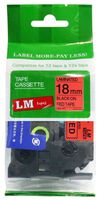 LM Tapes - Premium 3/4" (18mm) Black on Red Compatible TZe P-touch Tape for Brother PT-300, PT300 Label Maker with FREE Tape Guide Included