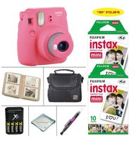 Fujifilm Instax Mini 9 Instant Camera (Flamingo Pink) + Fujifilm Instax Instant Film 20 Sheets + 4 Batteries & Charger + Photo Album + Convenient Case + More