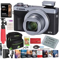 Canon PowerShot G7 X Mark III 20.1MP 4K Digital Camera with 4.2X Optical Zoom Lens 24-100mm f/1.8-2.8 Silver 3638C001 Bundle with Deco Gear Travel Case + 64GB Card + Compact Tripod Accessory Kit