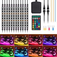 SUPAREE 12Pcs Motorcycle LED Light Kit Universal Strips Multi-Color Mufti-Function Accent Glow Neon Ground Effect Atmosphere Lights with Wireless Remote Controller