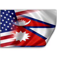 Sticker (Decal) with Flag of Nepal and USA (Nepalese, Nepali)