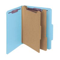 Smead Pressboard Classification File Folder with SafeSHIELD Fasteners, 2 Dividers, 2" Expansion, Letter Size, Blue, 10 per Box (14030)