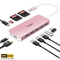USB C Hub,Intpw 11-in-1 USB Type C Adapter to HDMI 4K,3 SD/MicroSD Card Readers,87W Power Delivery Charging Port for MacBook Pro 2018, Chromebook, XPS, Nintendo Switch and More (Rose Glod)