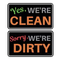 Dishwasher Magnet Clean Dirty Sign - Strongest Magnet Double Sided Flip - With Bonus Metal Magnetic Plate - Universal Kitchen Dish Washer Reversible Indicator (Classic Sign)