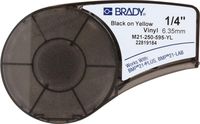 Brady M21-250-595-YL Cartridge, B595 Vinyl Indoor/Outdoor Material, 0.25" W x 21' L, Black on Yellow
