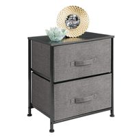 mDesign Vertical Dresser Storage Tower - Sturdy Steel Frame, Wood Top, Easy Pull Fabric Bins - Organizer Unit for Bedroom, Hallway, Entryway, Closets - Textured Print - 2 Drawers - Charcoal Gray/Black