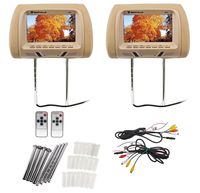 Pair Rockville RHP7-BG 7" Beige TFT-LCD Car Headrest TV Monitors w/Speakers+IR